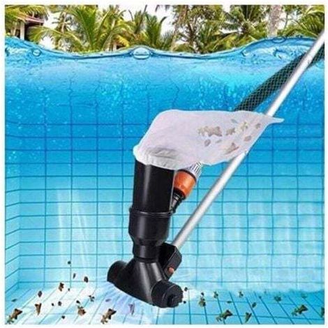DBBEGK Aspirateur de Piscine Portable pour piscines Hors Sol, Spa Fontaine Jacuzzi aspirateur sous-Marin Noir avec tête d'aspiration à Feuilles et Manche à 5 Sections noir