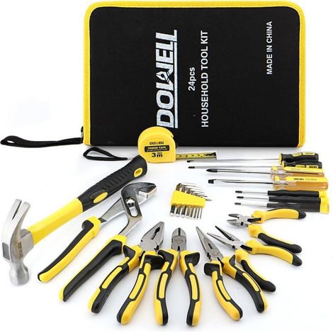 Coffret d'outils de bricolage 24 pièces avec mallette de rangement portable (1/5)