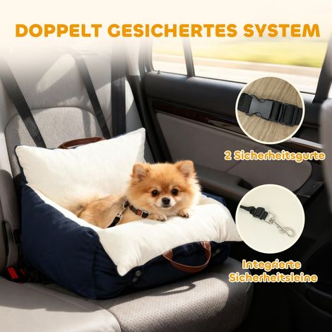 Siège auto chien bleu, 2 attaches, housses délavables, pour animal jusqu'à 5 kg