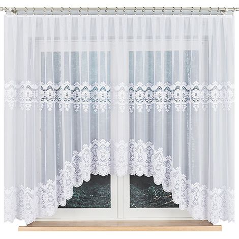 Daria - Cortina jacquard confeccionada con abertura en la parte inferior - 400x160 cm - blanca (1/4)