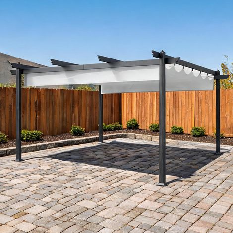 Tonnelle de jardin bianco en alluminio tessuto 390 x 390 x 223 cm (1/5)
