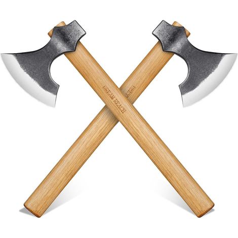 Beil Wikingeraxt Set Handgeschmiedet Holzgriff Wald 2PCS Hellbraun (1/5)