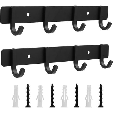 Porte-Manteaux Mural, 2 Pièces, Supports à Manteaux avec 4 Crochets, Porte-Vêtements Muraux, Crochets Polyvalents Noirs(Petit en forme de U) (1/5)
