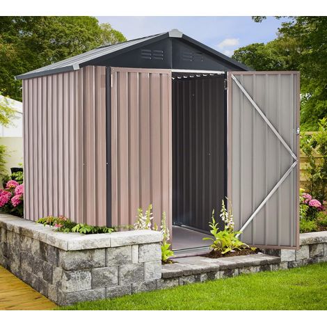 YODOLLA 6x4FT Garden Metal Storage Shed with Lockable Door Utility Room Tool Shed For Garden,Gray (1/5)