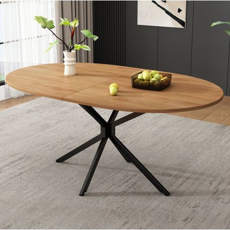 MEUBLIV Table à manger ovale 120 x 80 x 75,5 cm naturelle – 4 à 6 personnes (1/5)