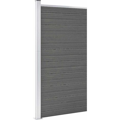 Panneau de clôture, Clôture de jardin, Barrière de jardin WPC 95x186 cm Gris MAE9175 (1/5)