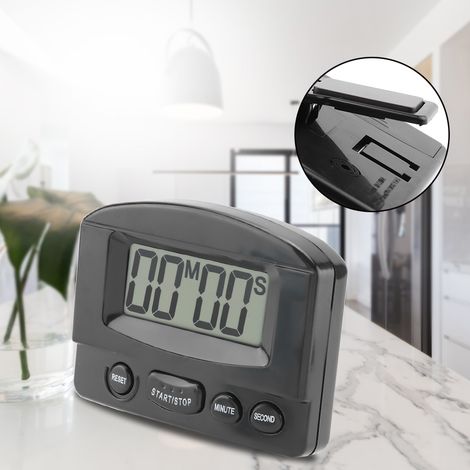 Horloge numérique portable avec compte à rebours, grand écran LCD, usage cuisine (noir) (1/5)