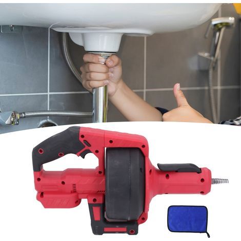 Cordless Electric Drain Unblocker - Car Powered - For Hair in Bathroom Pipes - 3/4 to 2 inch Pipes - Red (1/5)