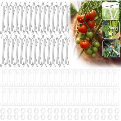 Lot de 30 crochets à tomates avec ficelle, 30 clips de support pour tomates, tomates, cerises, légumes avec ficelle de 10 m pour plantes grimpantes, tomates, concombres, cerises et légumes (30