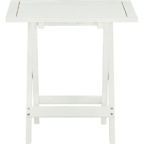 Table de jardin  Table de bistro Blanc 46x46x47 cm Bois d'acacia massif (1/5)