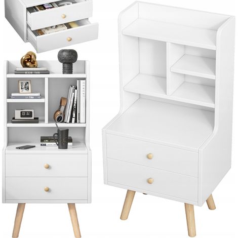 Nachttisch mit 2 Schubladen, skandinavisches Regal für Schlafzimmer oder Wohnzimmer, 81 cm (1/5)