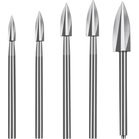 Coffret de 5 outils de sculpture sur bois HSS - Jeu de forets à tige de 3 mm pour la fabrication de modèles (1/5)