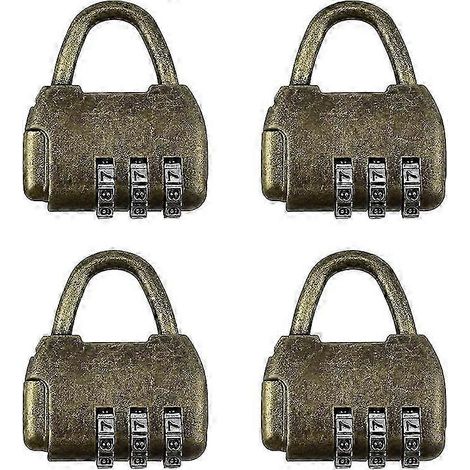 Lot de 4 cadenas à combinaison rétro en alliage de zinc avec code numérique, en forme de porte-monnaie. (1/5)