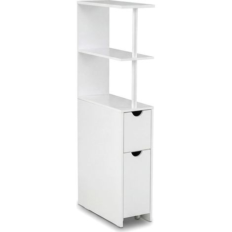 Mobiletto da bagno stretto con ripiani e cassetto, 45x20x114 cm