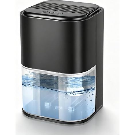 Déshumidificateur électrique 2 l pour la maison avec arrêt automatique et veilleuse 7 couleurs - Petit déshumidificateur pour appartement, salle de bain, cave (1/5)