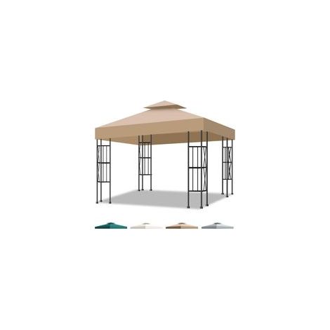 Toit de Rechange 3x3m pour Pavillon de Jardin, Imperméable & Anti-UV Housse de Remplacement à Double Couche avec Ventilation, Couverture Amovible pour Jardin, Terrasse, Camping et Plage, Kaki