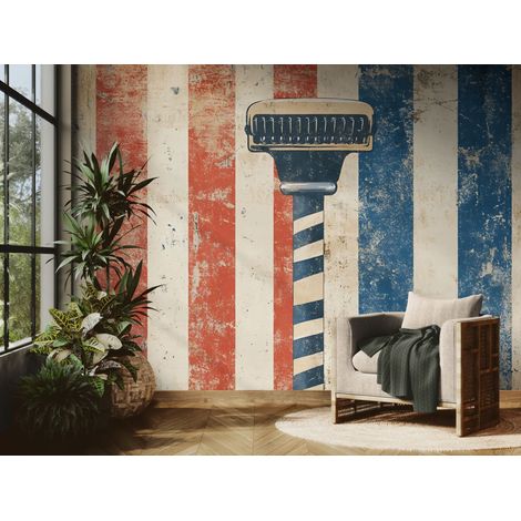 Papier peint Vintage – barber pole américain rétro - 150 x 250 cm (1/2)