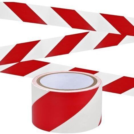 Ruban de signalisation - 4,5 cm x 16 m par rouleau - Pour le marquage au sol/la sécurité - Rayures rouges et blanches (1/5)