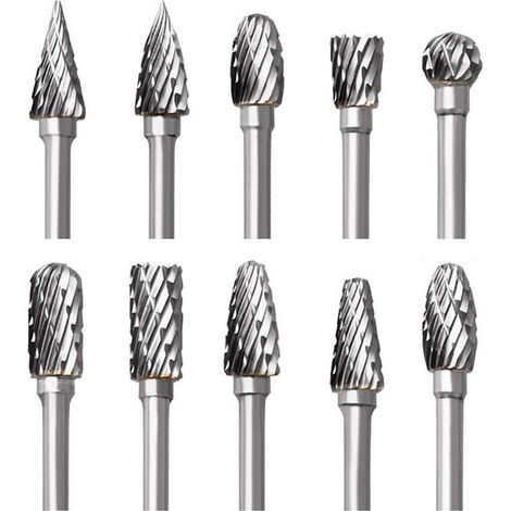 Fraises Carbure Dremel Double Coupe-10, Argent,1/8 Pouce, Sculpture Bois Gravure Metal Polissage Accessoire Rotatif Aucunely (1/5)