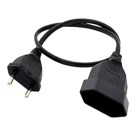 Rallonge électrique européenne à 2 broches mâle, câble en cuivre (0,5 m), Noir (1/5)