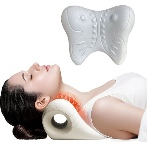 Oreiller Cervical de Traction, Soulage Douleurs du Cou, TMJ et Raideurs des Épaules, Gris (1/5)