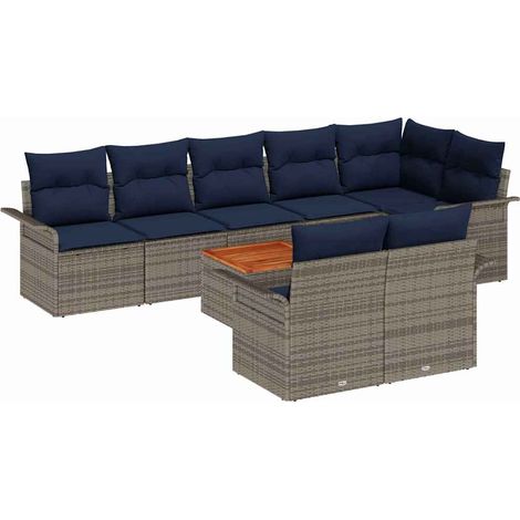 Set Divano da Giardino con cuscino 9 pcs Grigio polyrattan vidaXL
