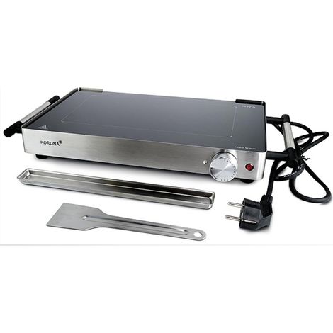 Barbecue de table 800W en verre céramique Schott – Réglage de température 50-240°C – Coque amovible en inox – Pour cuisson légumes et viandes – Korona