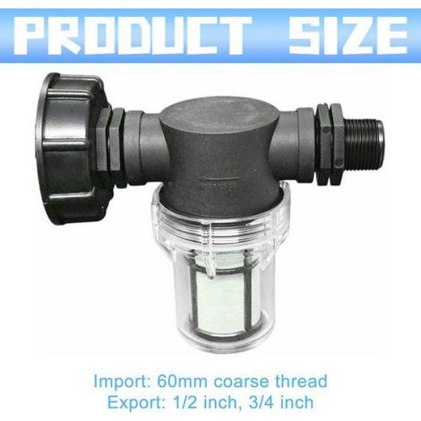 Raccord Robinet Cuve - Adaptateur S60x6 Avec Filtre Intégré - Pour Collecteur Eau De Pluie - Tuyau Jardin 3/4 Pouces - 1 Pièce (1/5)