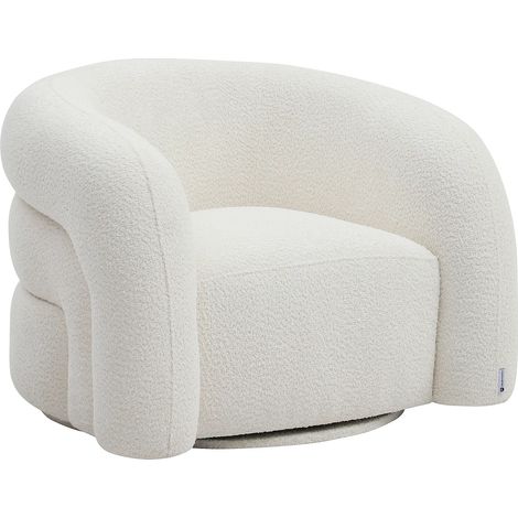 Fauteuil pivotant en tissu bouclette blanc LAPIOTA de Maison Céphy (1/5)