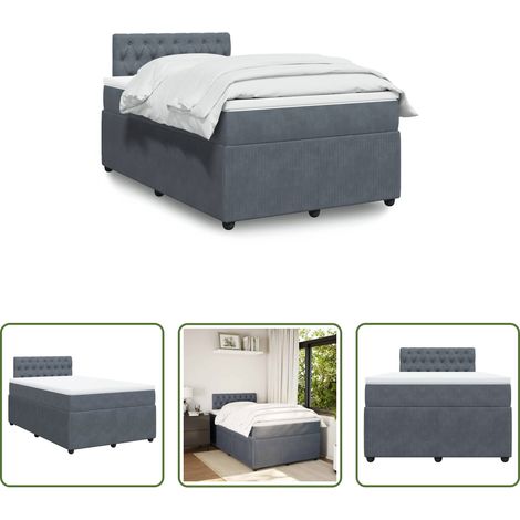 Matratze - Boxspringbett mit Matratze Dunkelgrau 120x200 cm Samt (1/5)