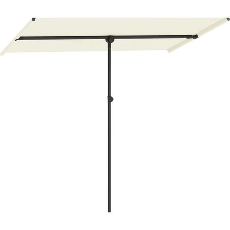 Parasol de jardin inclinable 180 degres reglable en hauteur 150 x 205 cm Beige