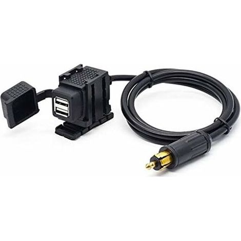Adaptador de corriente para motocicleta Hella con doble puerto USB DIN de 2,1 A con cable de 1,8 m para teléfono/iPhone/GPS/navegador GPS