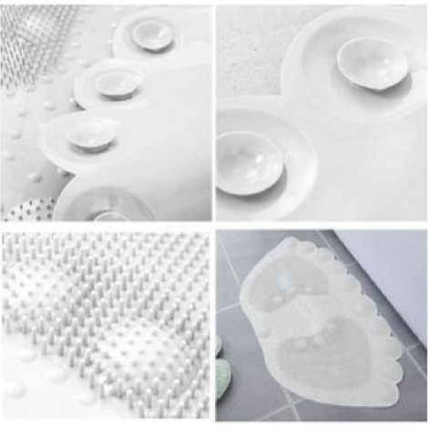 Kaela - Tappeto Tappetino Antiscivolo Impronte Vasca Bagno Doccia 55x35cm Bianco 87943 - (1/2)