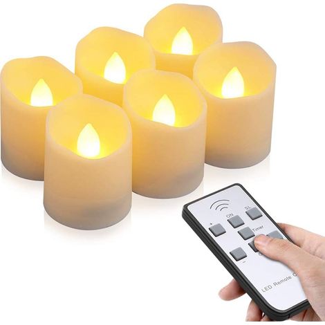 6er-Set wiederaufladbare LED-Teelichter mit Fernbedienung und Timer – warmweißes, flackerndes Licht, sicher und wiederverwendbar für die Heimdekoration (1/5)