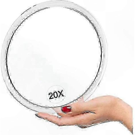 Großer 20-fach vergrößernder Spiegel mit Saugnäpfen, ideal für Badezimmer und Schminktisch. 16,5 cm (6,5 Zoll) großer Kosmetikspiegel mit starken Saugnäpfen. (1/5)