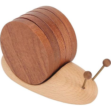 Set Untersetzer mit schneckenförmigem Halter, Holzuntersetzer für den Couchtisch, hübsche Untersetzer (1/5)