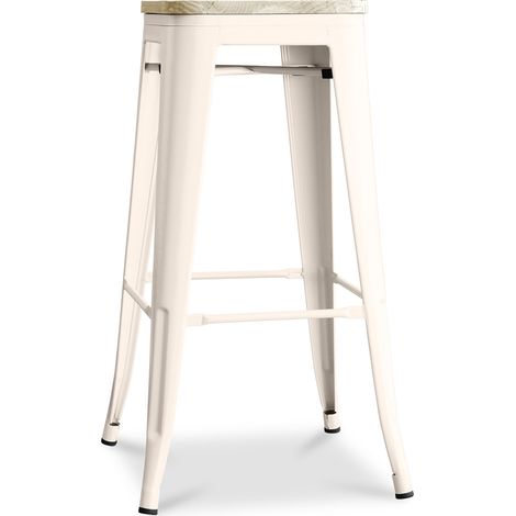 Barhocker - Industriedesign - Holz & Stahl - 76cm - Neuauflage - Stylix Cremefarben