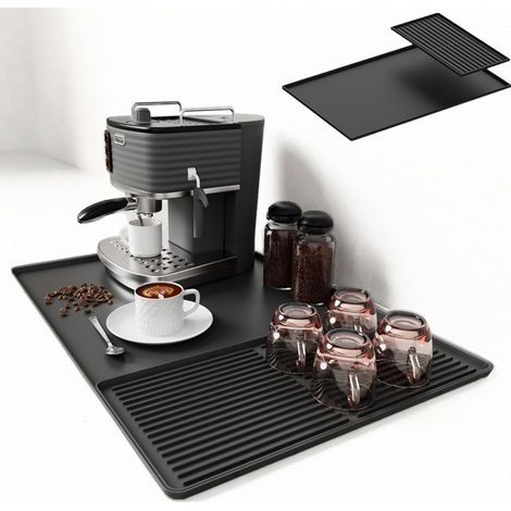 1 - Tapis De Bar - Tapis En Silicone - Anti-Dérapant Et Résistant À La Chaleur - Pour Machines À Café Et Égouttoirs - Noir - 60x40cm (1/5)