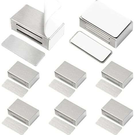 Lot de 8 verrous magnétiques auto-adhésifs, adaptés aux portes d'armoires et aux serrures de portes magnétiques.