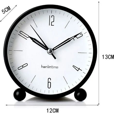 Réveil Silencieux sans Tic-Tac Réveils de Voyage avec la lumière de Nuit pour Chambre Bureau (Noir) (1/4)