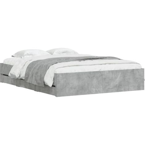 vidaXL Giroletto Cassetti Grigio Cemento 140x190 cm Legno Multistrato (1/4)