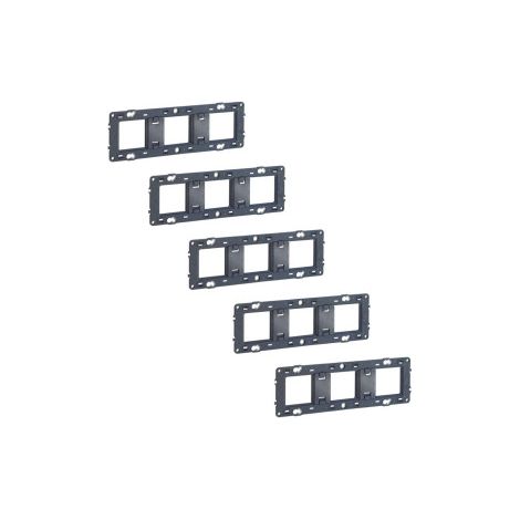 Legrand - Lot de 5 Supports 3 postes (6/8M) - Mosaic/Cu00e9liane - Fixation VIS - 3 x 2 modules - Ru00e9f. : 080253x5 (1/3)