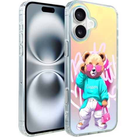 iPhone 16 ibizu California Sunset Hülle mit MagSafe, Farbwechsel, Pink Queen, stylischem Teddybärenmotiv (1/5)