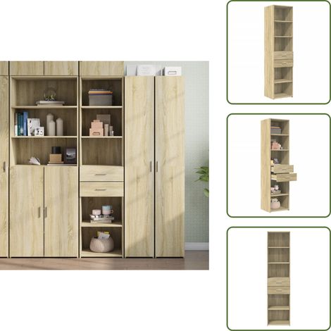 Highboard Sonoma-Eiche 45x42,5x185 cm Holzwerkstoff - Sideboard - Hochschrank - Wohnzimmermöbel - Eiche Dekor - Holzwerkstoff (1/5)