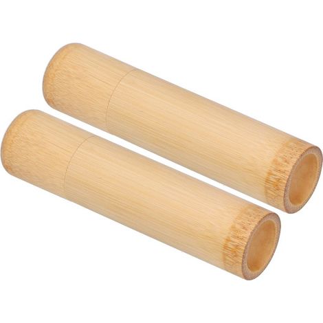 Set aus 2 umweltfreundlichen Bambusröhren zur Aufbewahrung von Tee, kleinen runden Zylindern für Gewürze und kleinen Gläsern. (1/5)