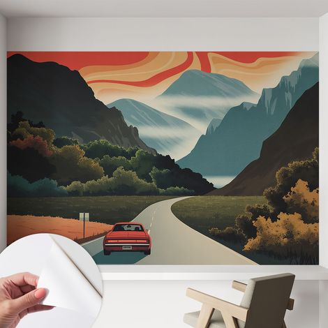 Papier peint adhésif avec colle pour décoration moderne de salon chambre à coucher cuisine et bureau Facile Aventure en montagne 152x104 cm (1/5)
