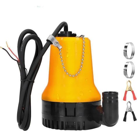 12V Pompe à eau submersible Pompe submersible 50W 4200L / H Pompe à courant continu Pompe à eau sale Longueur de ligne portable 2,3 mètres Avec pince, pour étang à poissons propre et sale-- (1/4)