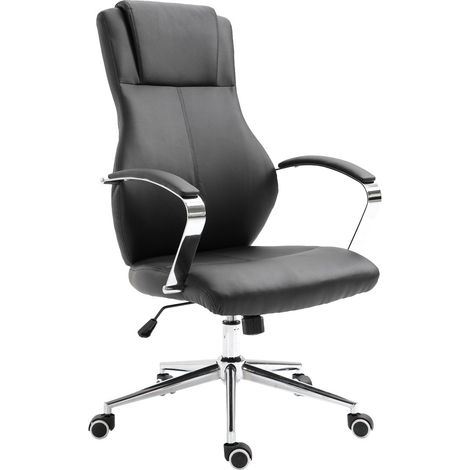 SVITA MELLOW Chaise de bureau en similicuir Chaise pivotante Accoudoirs Réglage en hauteur Noir (1/5)