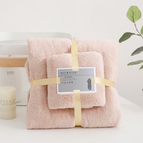 Serviette De Bain - Serviette À Main - Velours De Corail - 100 % Coton - 70 X 140 cm Et 35 X 70 cm - Lot De 2 (1/5)