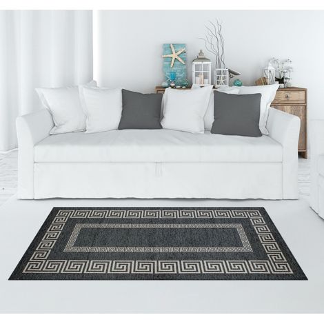 Tappeto Arredo Moderno Morbido in Ciniglia Ingresso Antiscivolo Prodotto Italiano Soggiorno Camera Salotto Disegni Piazzati Cotone Varie Misure Grande Ginko/Antracite - 160x240 cm (1/2)
